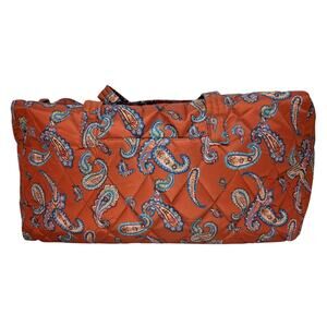 Vera Bradley Manor Paisley Large Travel Duffel Bag Ultralight Orange Zip Closure
